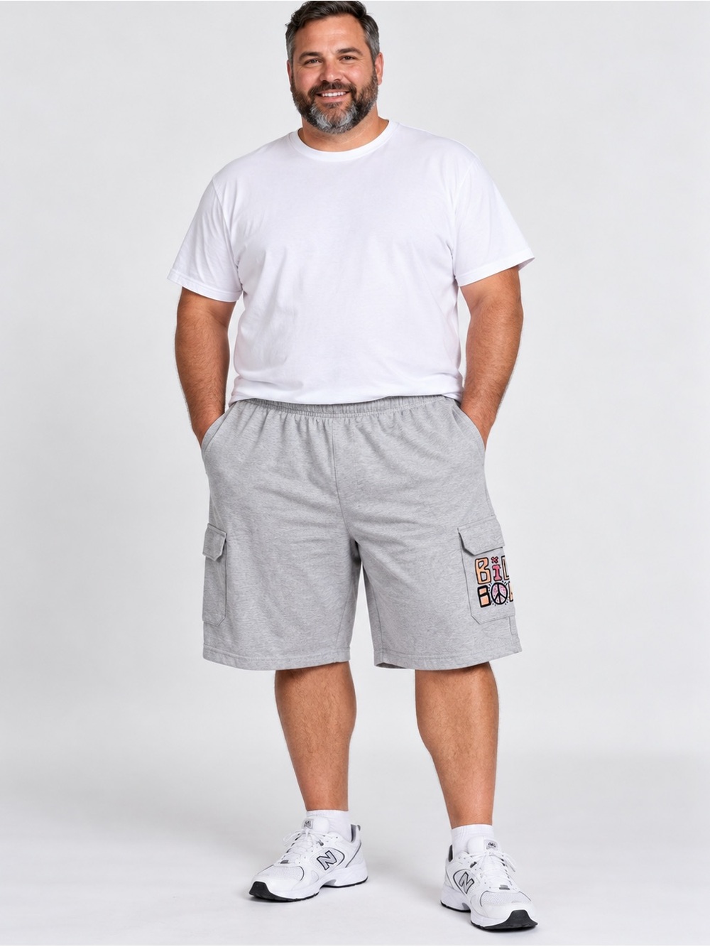 Billabong Mens Gray Fleece Cargo Sweat Shorts Graphic Relaxed Fit Size 3XLB